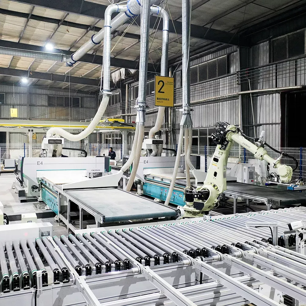 Cabinet production machinery on a factory floor